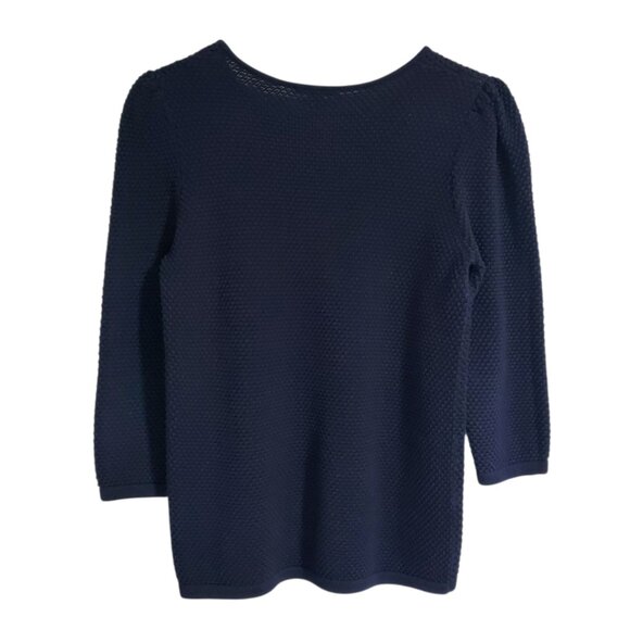 NWOT COS Knit Navy Blue Puff 3/4 Sleeve Basic Nuetral Sweater - Small - Picture 2 of 8